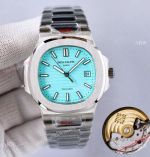 Swiss Quality Copy Patek Philippe Watches Nautilus Citizen 8215 Watches Baby Blue Dial Stainless Steel